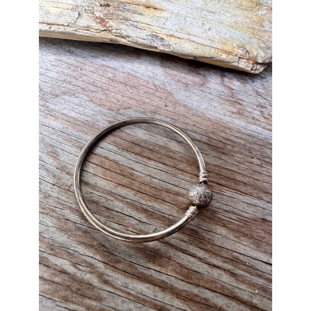 Pandora Sterling Silver Bangle Bracelet With Clasp Charm 2.14" Inner Diameter - Picture 3 of 10